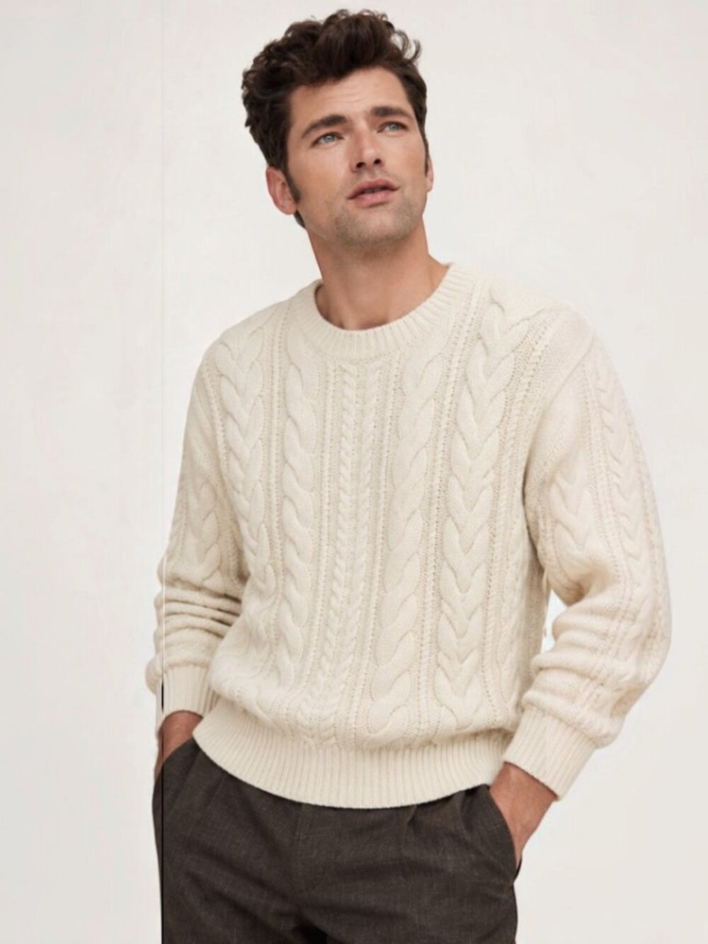 NWT BANANA REPUBLIC ITALIAN MERINO-BLEND CABLE-KNIT SWEATER SIZE M